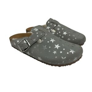 George Kids Silver Star Slip-On Clogs with Faux Fur lining and Buckle Size 13